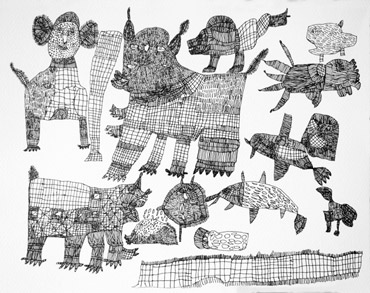 Miguel Ángel Hernando, Untitled 2015  Felt pen on paper, 25 x 33 cm Debajo Del Sombrero, Madrid, Spain. Exhibited at the Crawford Art Gallery. 