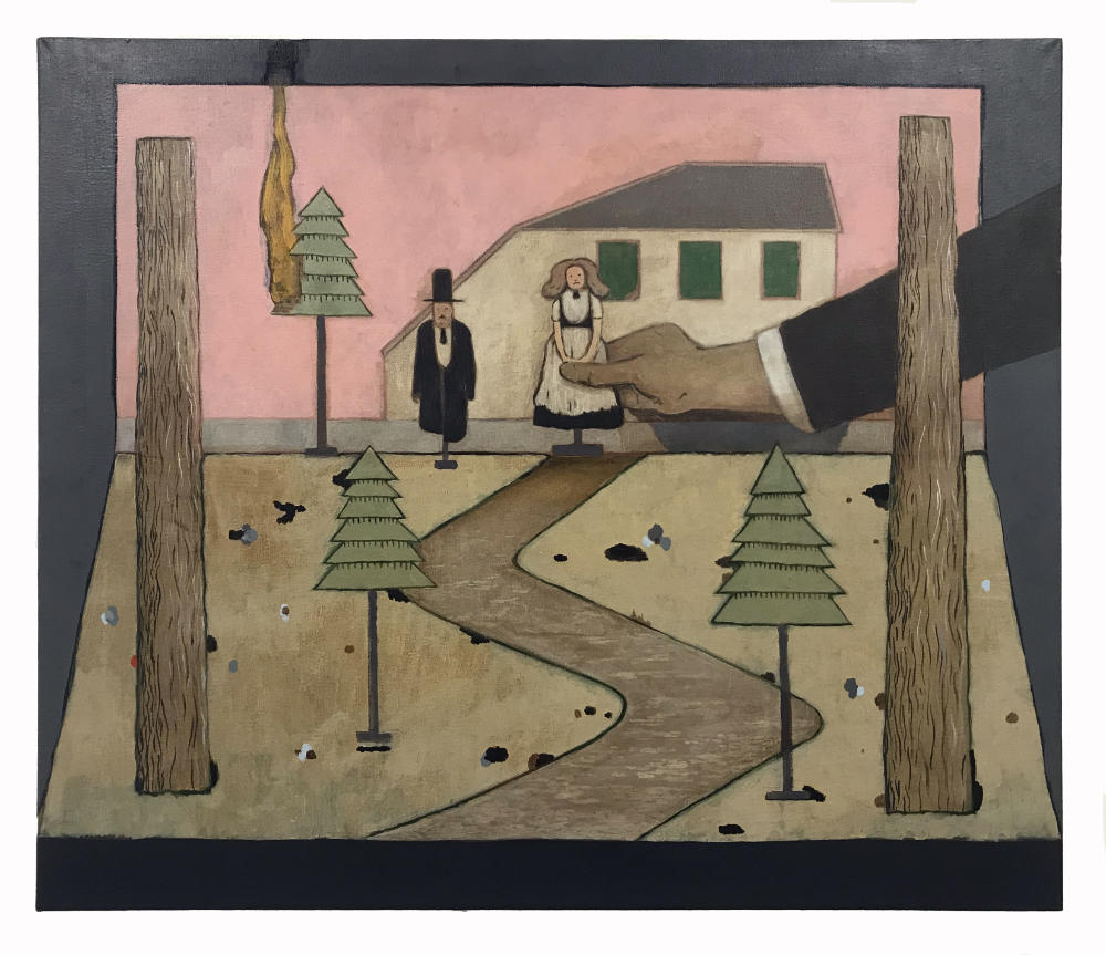 Image: Stephen Brandes, Todnauberg Puppet Set, 2020, acrylic on canvas, 70 x 80 cm. Courtesy of the Artist.