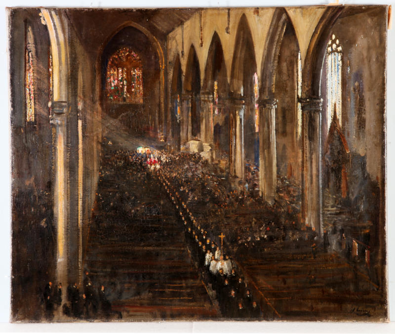 Image: John Lavery (1856-1941) Sketch for the Funeral of Terence MacSwiney, Lord Mayor of Cork 1920 (1920), Presented, the Artist, 1928 Collection Crawford Art Gallery, Cork