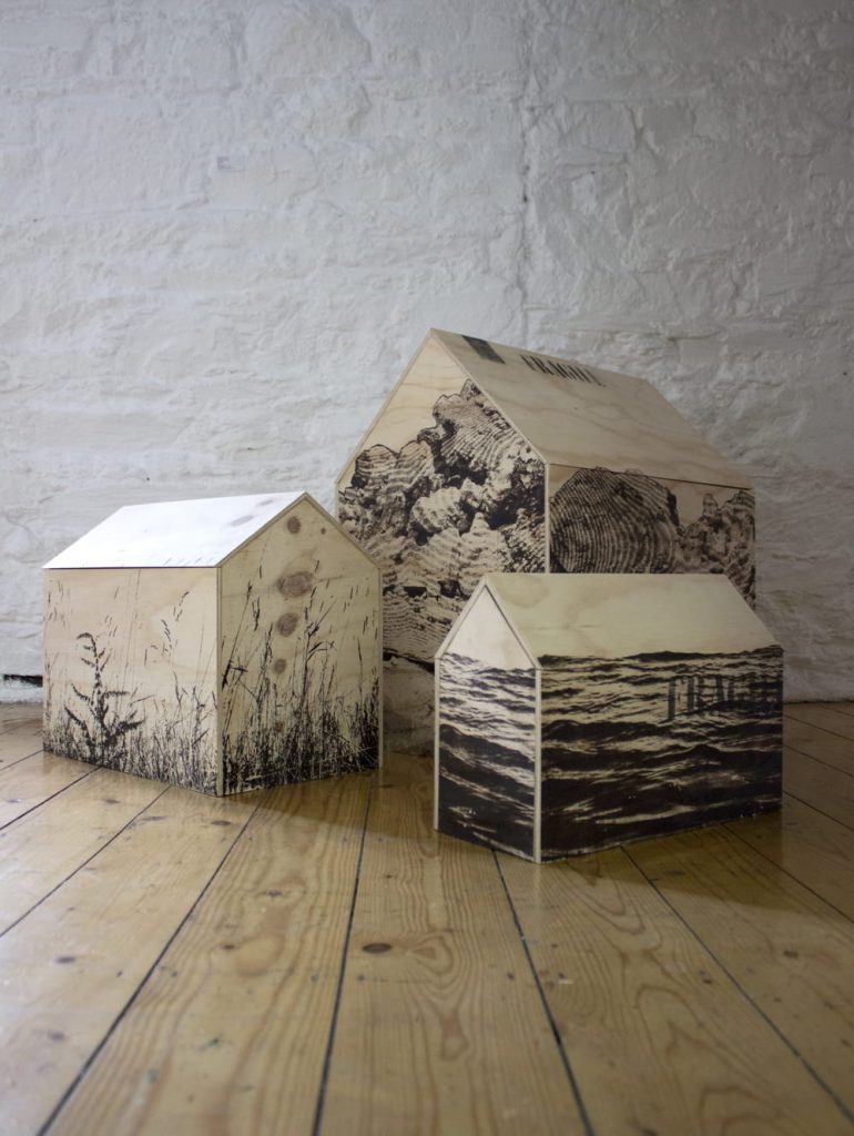 Image: Fiona Kelly, ‘Homing’, 2019, bitumen on savaged shipping crate. Courtesy of the Artist.