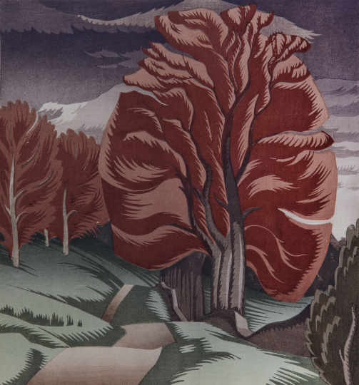 Image: Ian Alec Johnson Cheyne, Beeches in Glen Lyon, CAG.306. © the artist's estate