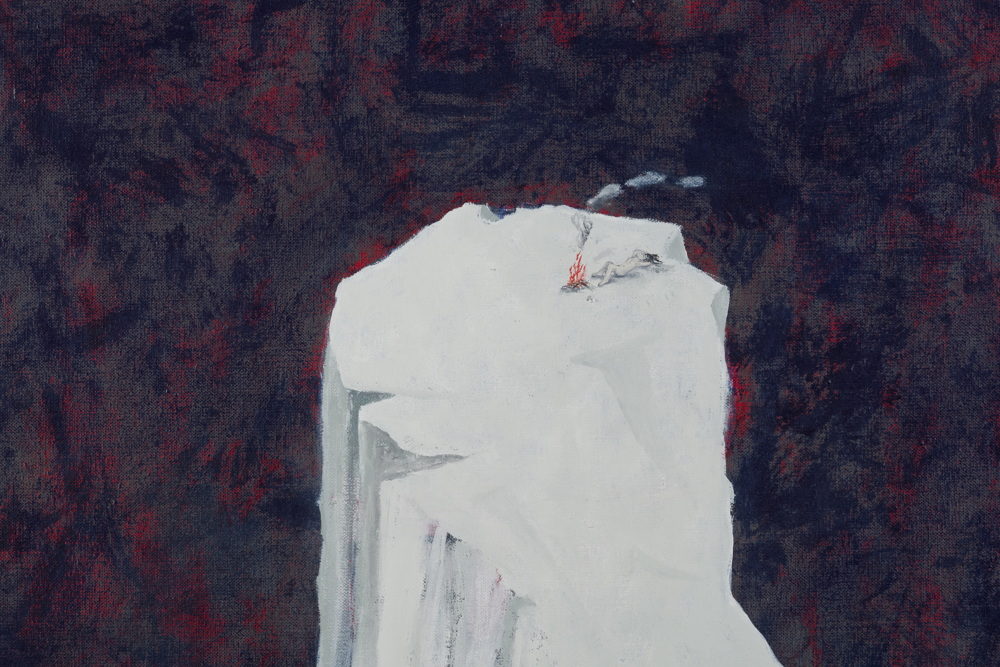 Alice Maher, Familiar III, 1994, acrylic on canvas, flax sculpture, 244 x 152 cm (canvas). Purchased, 1995. © the artist_(Detail)
