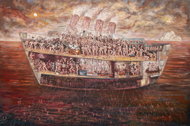 Rita Duffy, Belfast to Byzantium, 2022, Oil on linen,123 x 184 cm ©Rita Duffy