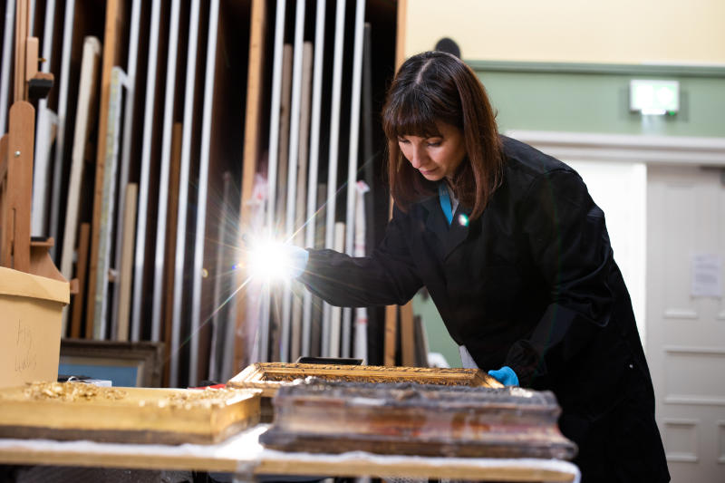 Crawford Art Gallery Conservator Chiara Chillè pictured at work. 
Picture Clare Keogh