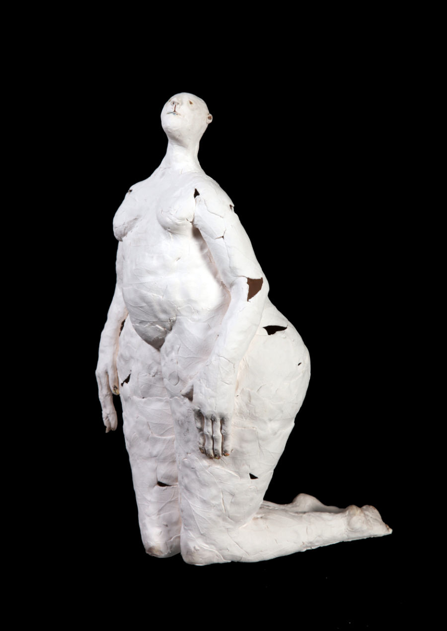 Claire Curneen, Kneeling Figure I, c.1993, porcelain and terracotta, 35.5 x 17.7 x 17.7 cm. Purchased, 1993. © the artist_web
