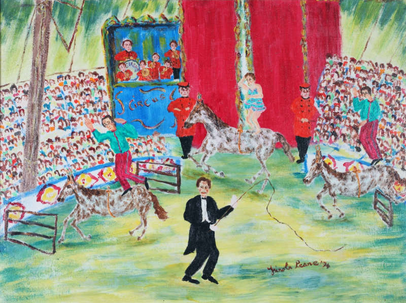 Finola Leane, Circus, 1974, oil on board, 60.5 x 40.5 cm. Purchased, 1995. © the artist’s estate_web