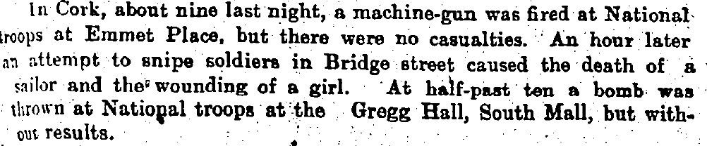 SHOOTING AT NATIONAL TROOPS AT EMMET PLACE