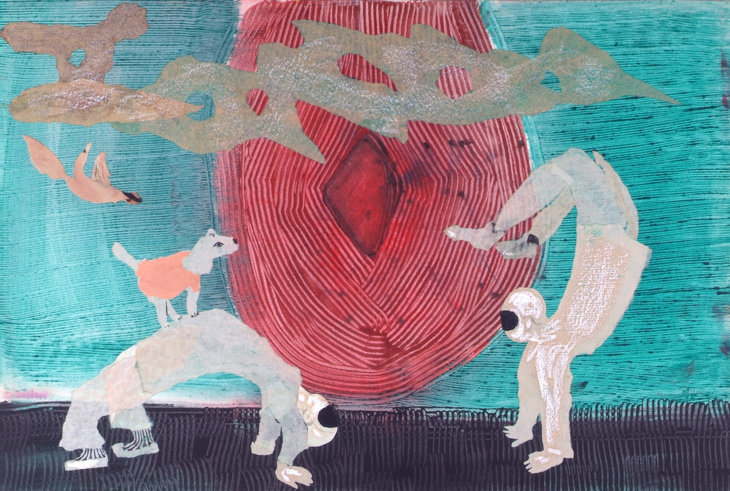 Gerard Dillon, Stunts, collage on paper, 30 x 56 cm. Donated, 2006 (Great Southern Collection). © the artist's estate.