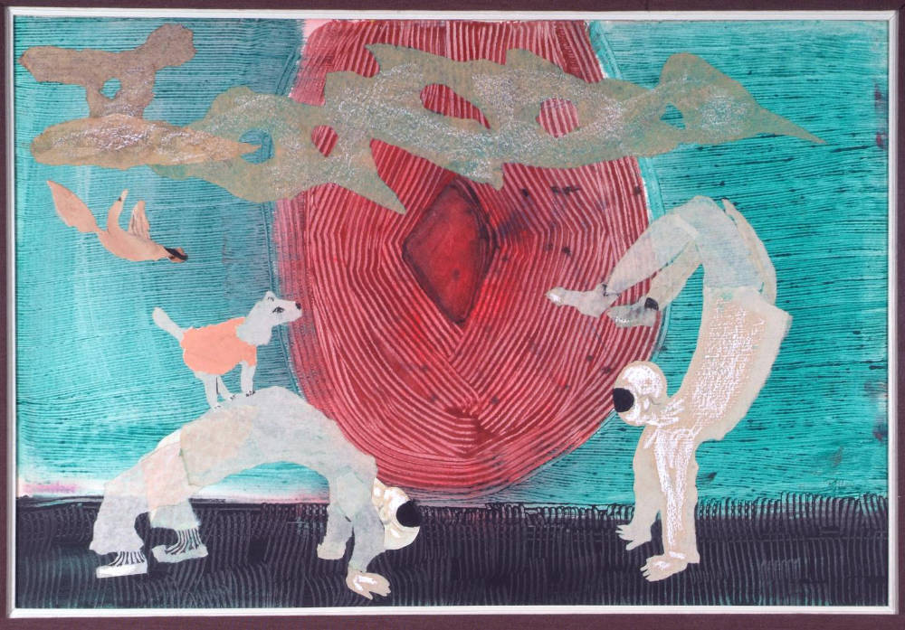 Gerard Dillon, Stunts, collage on paper, 30 x 56 cm. Donated, 2006 (Great Southern Collection). © the artist's estate.