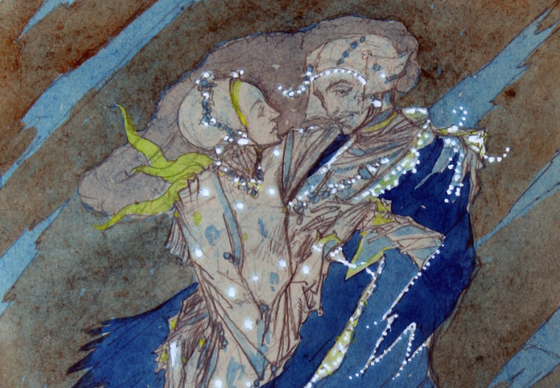 Harry Clarke, Long Ago, These Lovers Fled Away into the Storm (detail), c.1923. Collection Crawford Art Gallery, CorkHarry Clarke, Long Ago, These Lovers Fled Away into the Storm (detail), c.1923. Collection Crawford Art Gallery, Cork