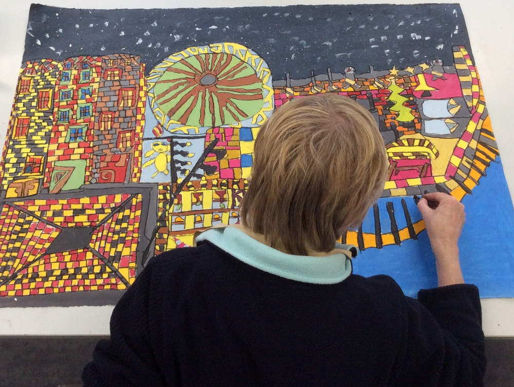 Photo: Rosaleen Moore at work. Courtesy of the Artist and Crawford Supported Studio.