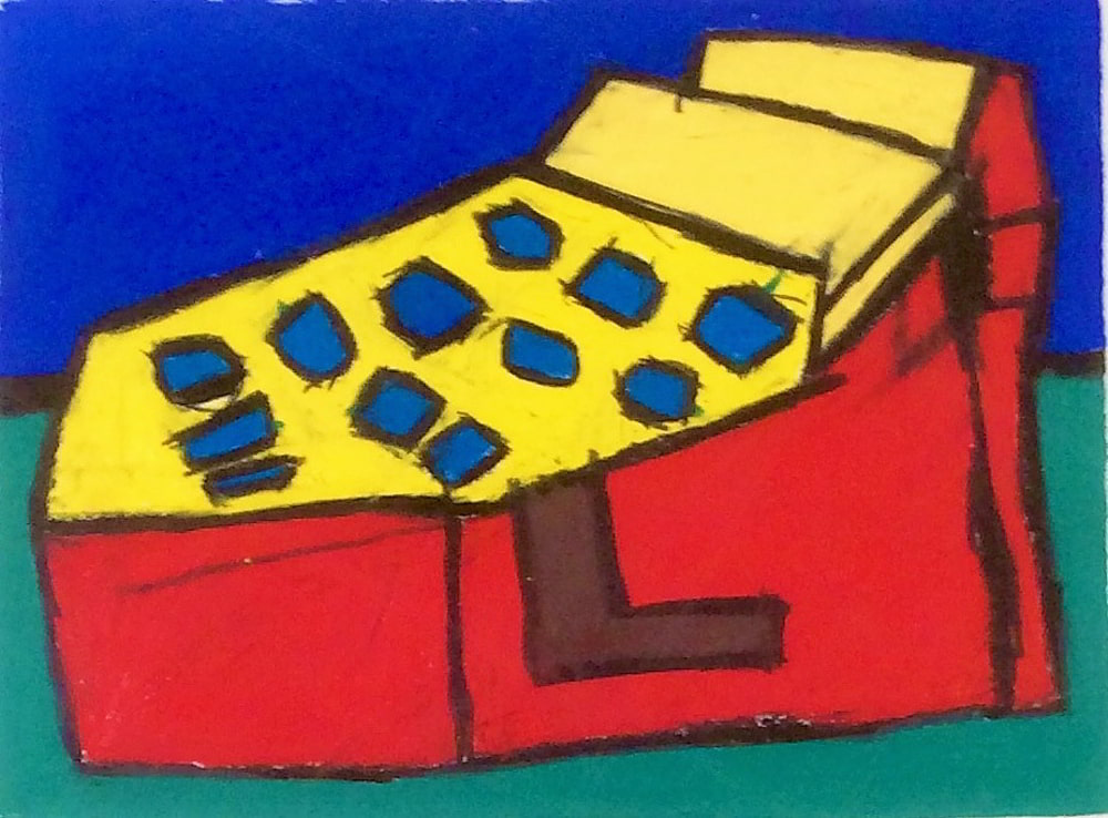 Image: Íde Ní Shúileabháin. Untitled [Typewriter], neocolour on paper. Courtesy of the Artist and Crawford Supported Studio.