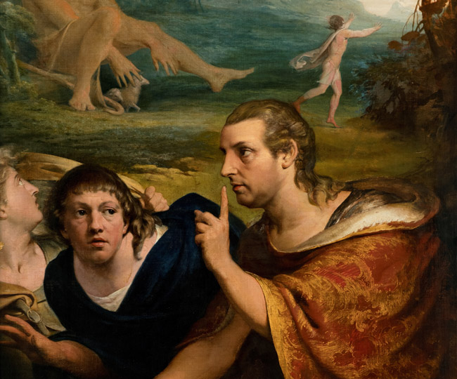 James Barry, Portraits of Barry and Burke as Ulysses and a Companion fleeing the Cave of Polyphemus (detail), c.1776.