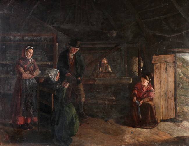 James Brenan, Committee of Inspection (Weaving, Co. Cork), 1877, oil on canvas, 70 x 90 cm. Presented, Lord Powerscourt