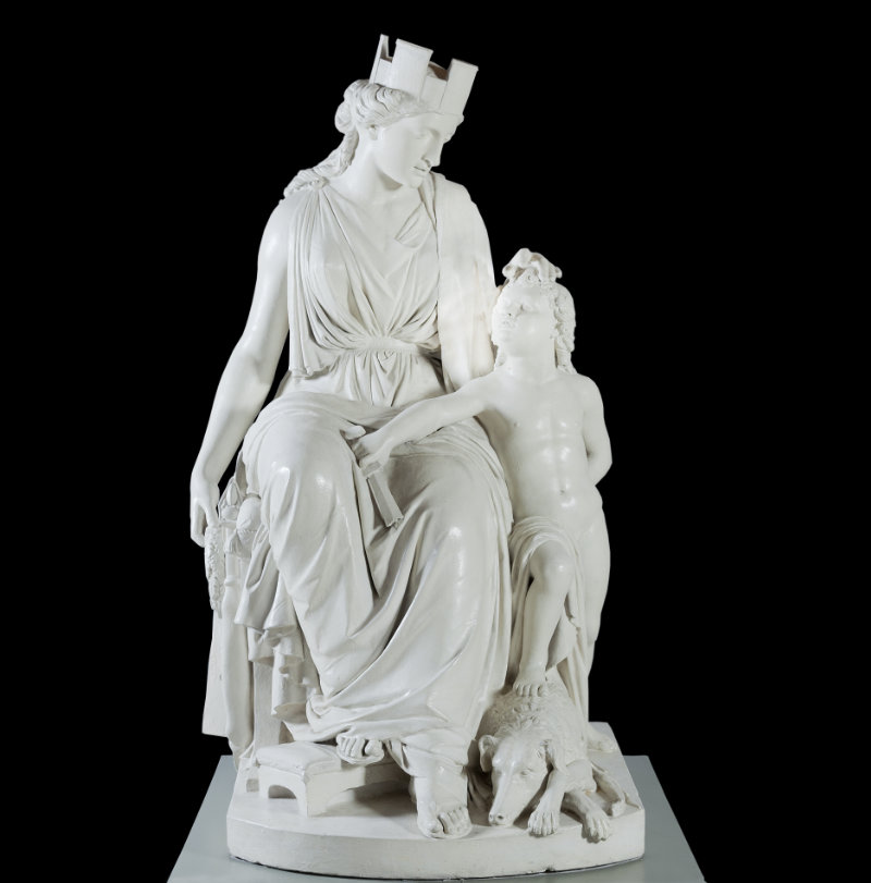John Hogan, Hibernia and Brian Boroimhe, 1855, plaster, 167.5 x 83 x 96 cm. Presented, William Horatio Crawford Web
