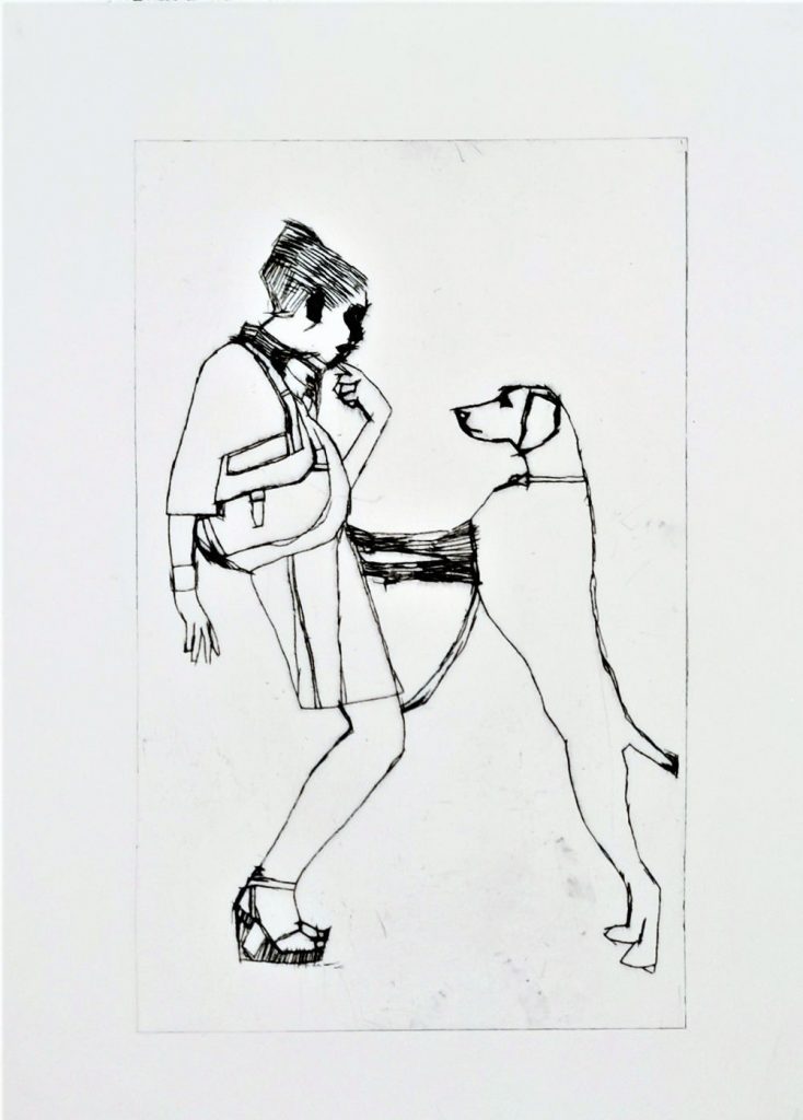Image: John Keating, 'Girl on Dog’ , ink on paper, 30cm x 23cm. Courtesy of the Artist and Crawford Supported Studio.