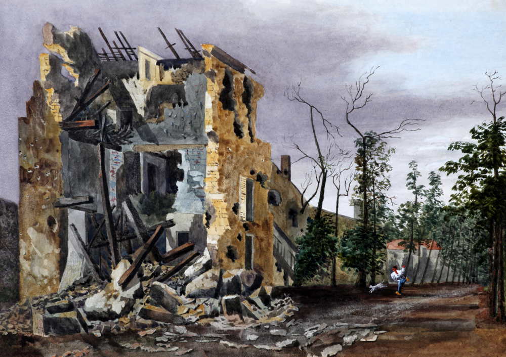 CAG.1007 Joseph Stafford Gibson, Asnières – Rue de Normandie, 1871, watercolour on paper, 39 x 28.4 cm. Presented, 1919 (Gibson Bequest)