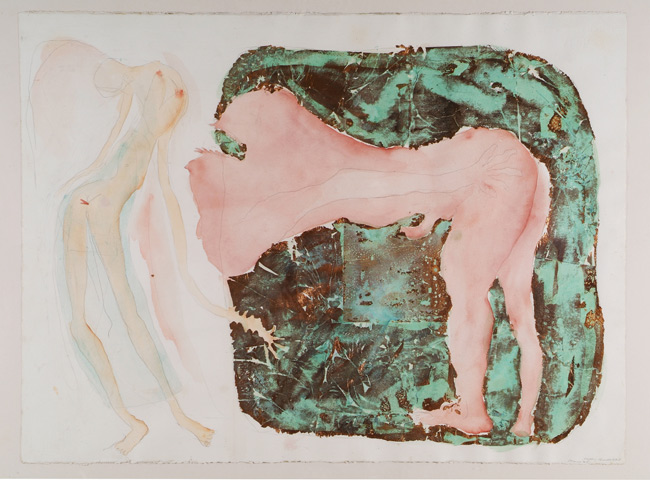 Kathy Prendergast, Untitled, 1985, watercolour and gold leaf on paper, 56.5 x 76.2 cm. Presented, 1989. © the artist