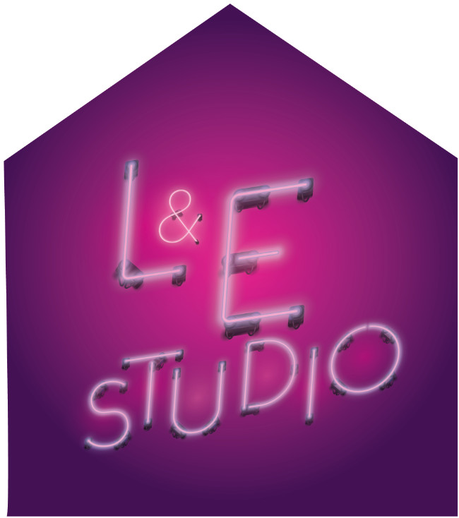L&E Studio logo neon