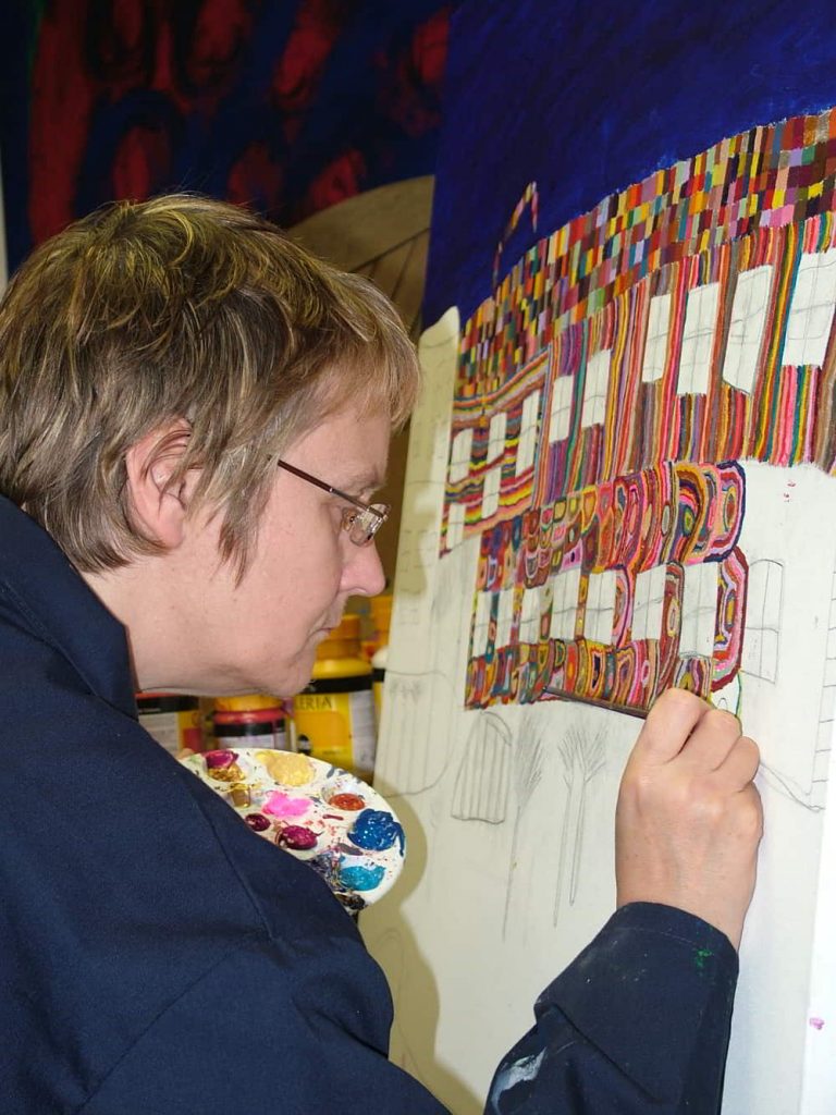 Photo: Marie Holohan at work in her studio. Courtesy of the Artist