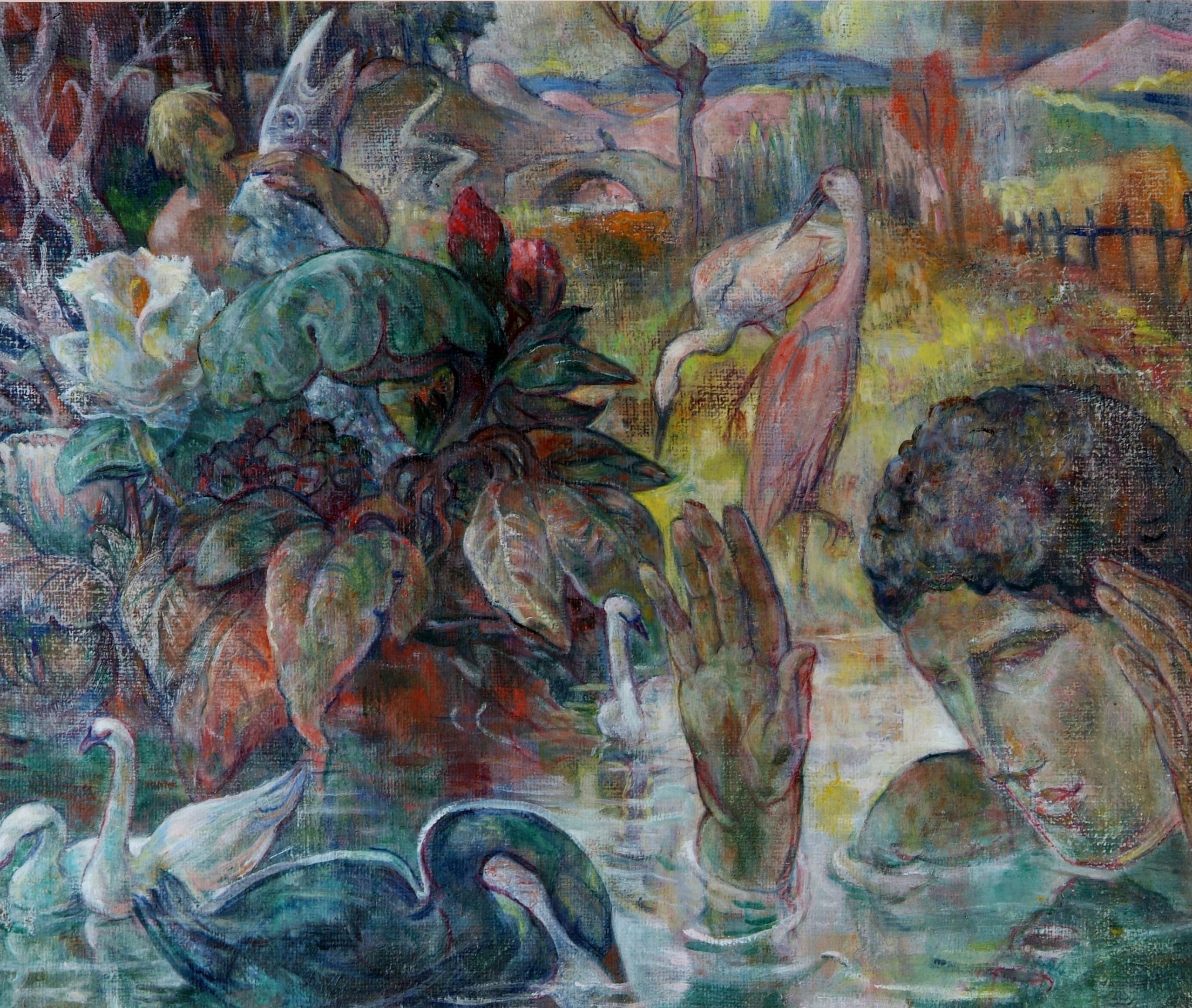 Mary Swanzy, Swans, c.1930, oil on canvas, 50.9 x 60.9 cm. © The Mary Swanzy Estate.