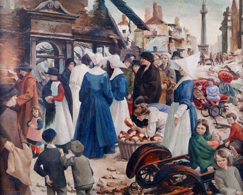 CAG.309 Muriel Brandt, The Breadline, 1916, c.1950, oil on board, 61 x 38 cm. Purchased, Munster Fine Art Society, 1958 (Gibson Bequest Fund). © the artist’s estate.