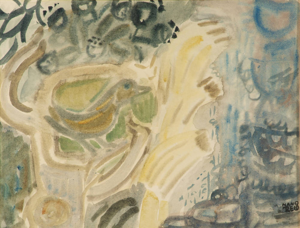 Nano Reid, Thrush, c.1959, watercolour on paper, 25.4 x 34.3 cm. Presented, 2006 (Great Southern Collection). © the artist’s estate