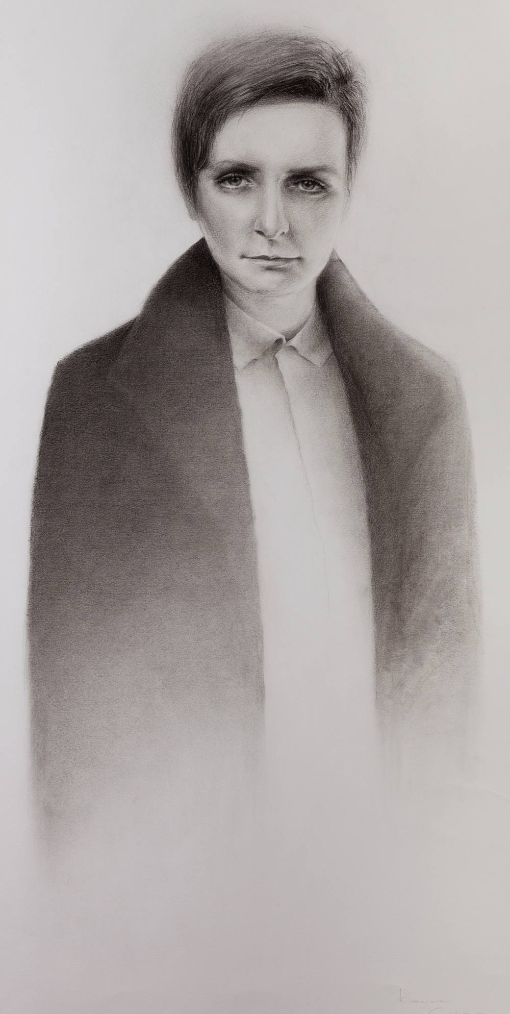 Regina Carbayo, Portrait of Kate O’Brien, 2015, charcoal on paper, 108.4 x 65.6 cm. Purchased, the Artist, 2015. © the artist