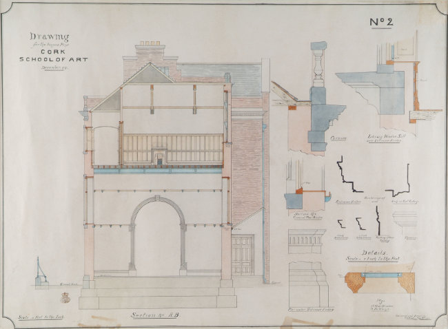 Richard Benjamin Wood, Drawing No.2 of Cork School of Art, 1894, pencil and watercolour on paper, 52 x 71 cm. Presented, 1989 Web