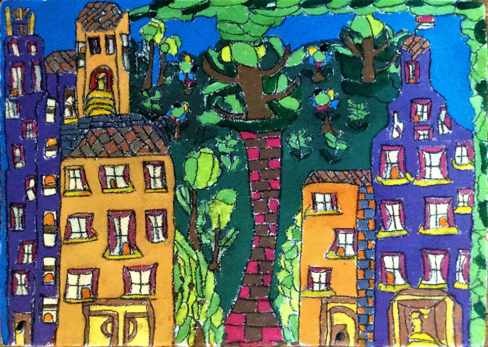 Image: Rosaleen Moore, ‘New York. Way of Living’, 2020, acrylic and charcoal on paper. Courtesy of the Artist and Crawford Supported Studio. 