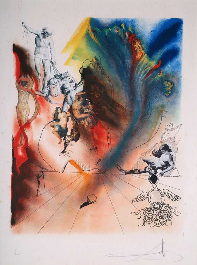Salvador-Dali´,-Four-Dreams-of-Paradise-Romantic,-c.1972,-coloured-lithograph,-66-x-50-cm.-Bequeathed,-Fr-John-McGrath,-1998.-©-the-artist’s-estate
