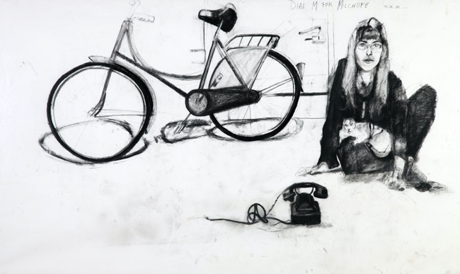 CAG.1994 Suzy O’Mullane, Dial M for Milchofe, 1999, charcoal on paper, 140 x 234 cm. Purchased, 2000. © the artist.