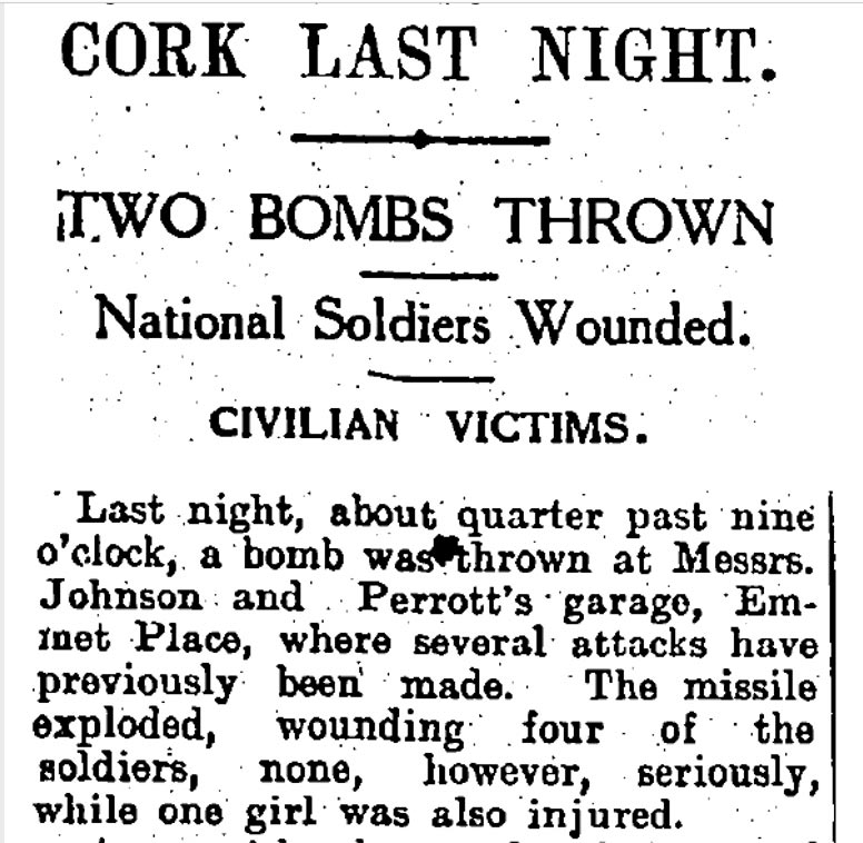 TWO BOMBS THROWN IN EMMET PLACE