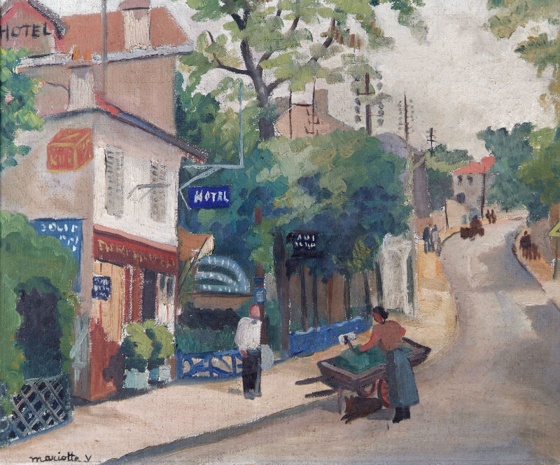 Yvonne Mariotte, Street Scene in Paris VI, c.1930, oil on canvas. Purchased, Dr Thomas Bodkin, 1936 (Gibson Bequest Fund). © the artist’s estate