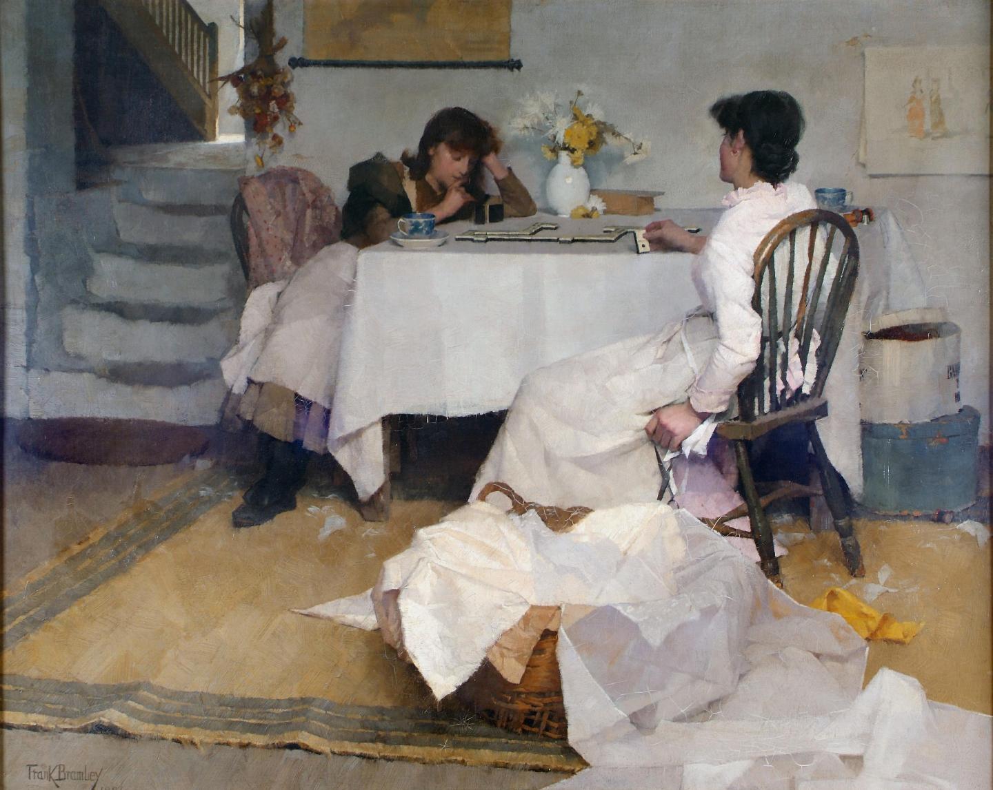 Frank Bramley, Domino!, 1886, oil on canvas, 89 x 112 cm. Purchased, The Fine Art Society, 1936 (Gibson Bequest Fund).