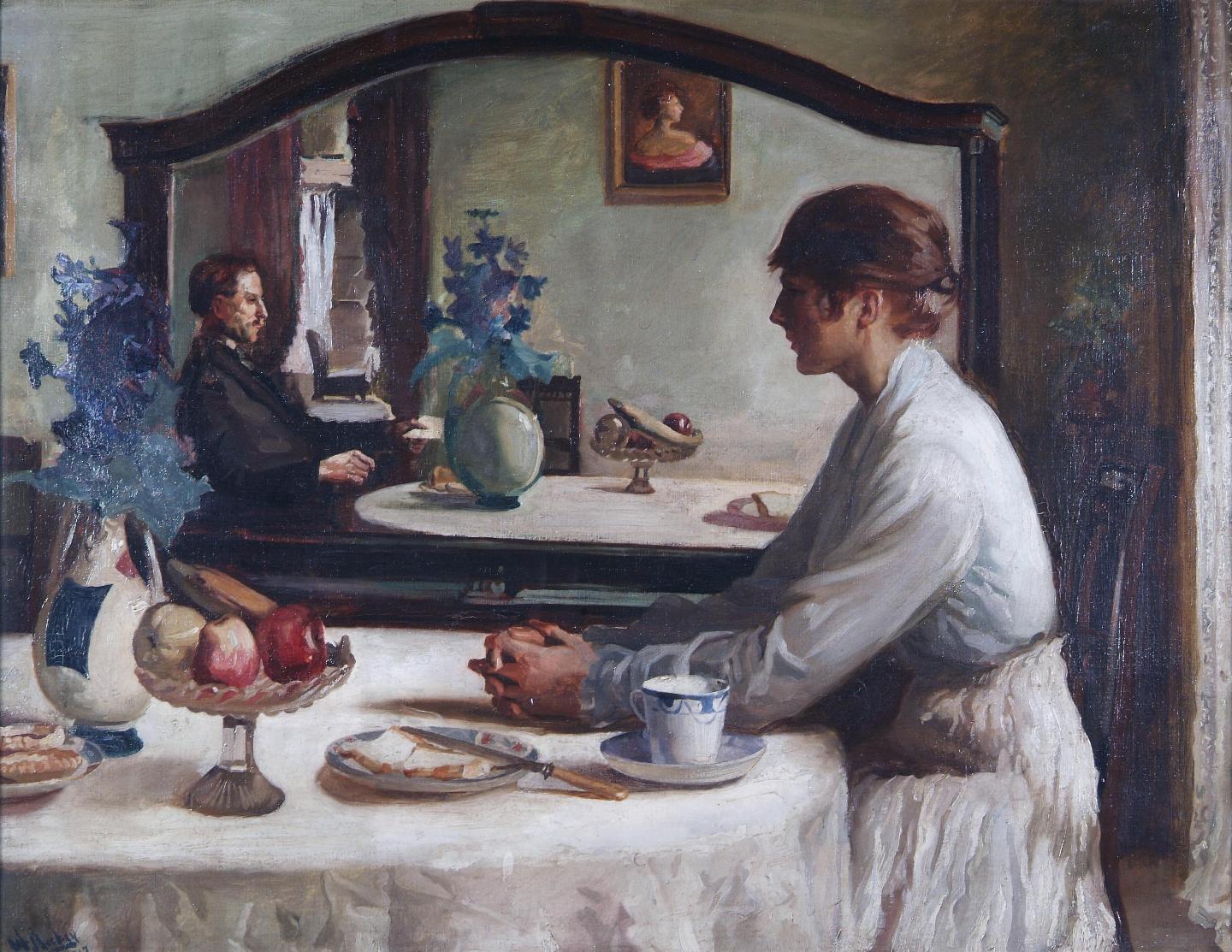 William Sheehan, The Consultation, 1917, oil on canvas, 69 x 80 cm. Donated.